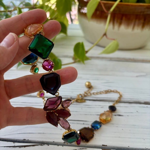 Gorgeous Kate Spade Necklace and Earring Set in Gold Multi Colored Stones - Picture 10 of 17